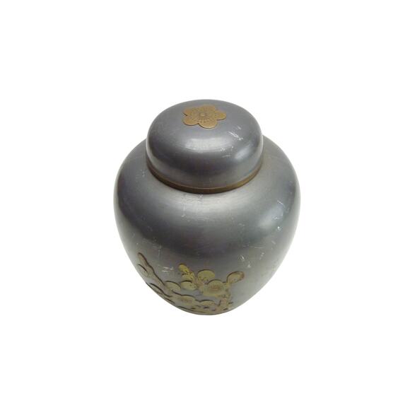 Vintage Pewter Brass Ginger Jar Cherry Blossoms - Picture 2 of 5